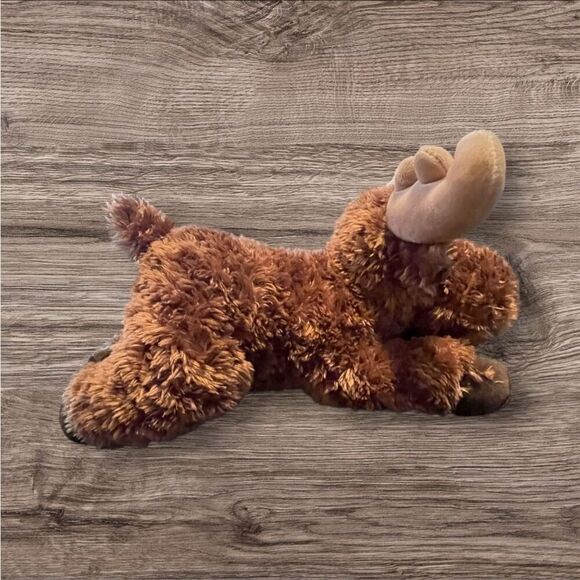 NEW Aurora Kids World Laying Moose Plush Stuffed Animal Toy Brown Tan Antlers - Picture 9 of 16
